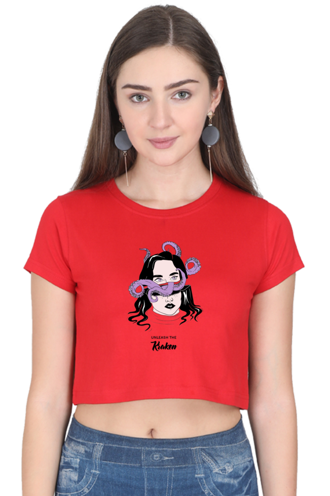 Women's Crop Top - Woman tentacles octopus