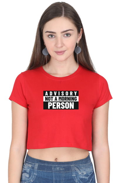 Women's Crop Top - Advisory not a morning person