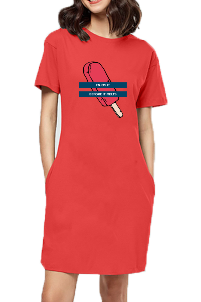 Women's T-shirt dress - Ice cream candy stick