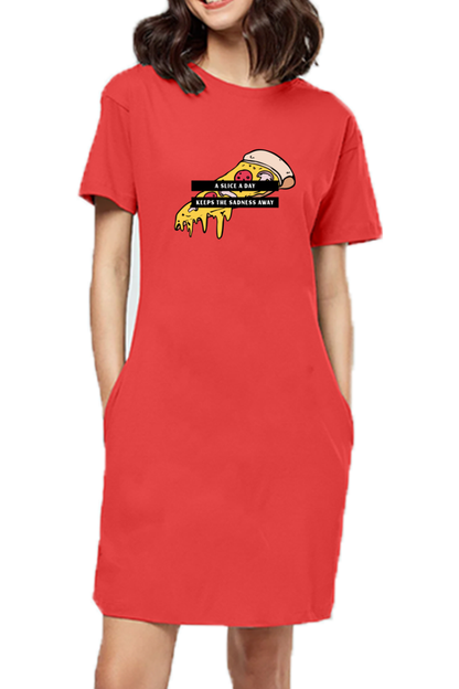 Women's T-shirt dress - Pizza slice