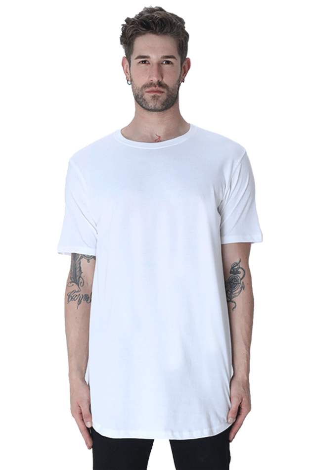 Men's Longline Curved T-shirt Plain