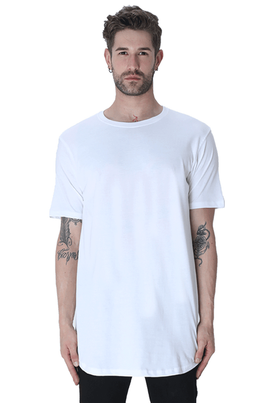 Men's Longline Curved T-shirt Plain