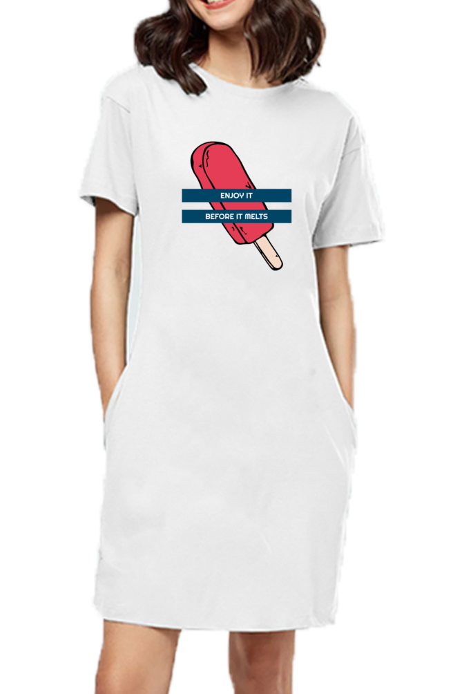 Women's T-shirt dress - Ice cream candy stick