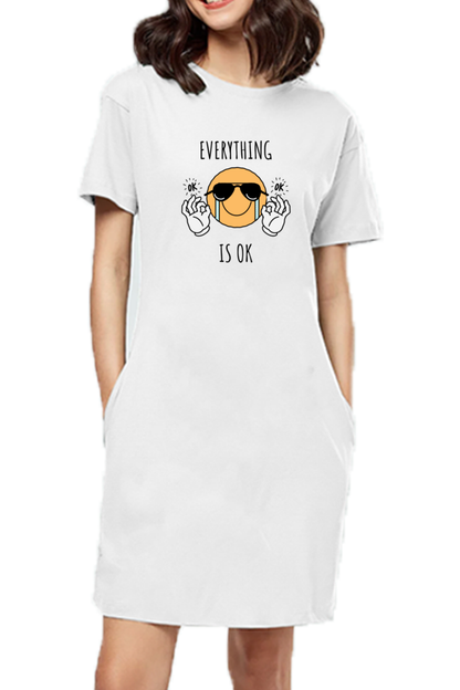 Women's T-shirt dress - Smiley Everything is OK