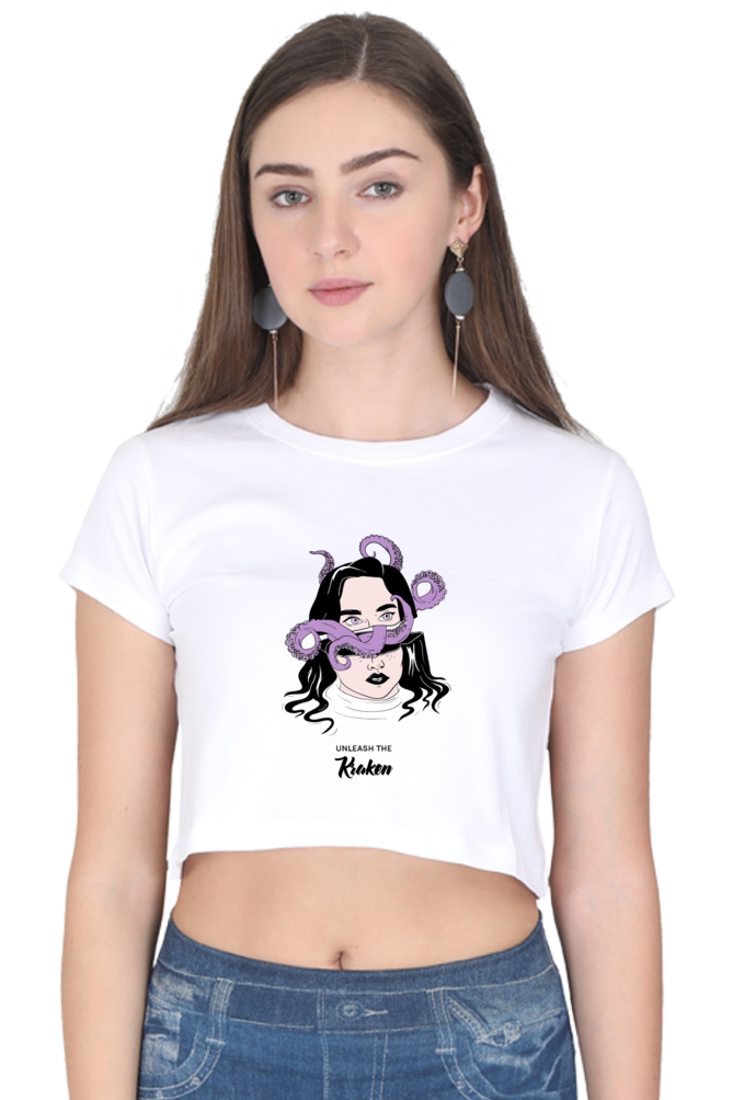 Women's Crop Top - Woman tentacles octopus