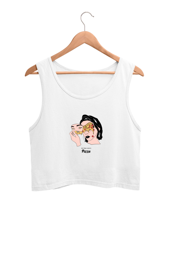 Women's Crop Tank Top - Woman pizza