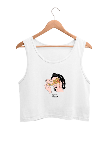 Women's Crop Tank Top - Woman pizza