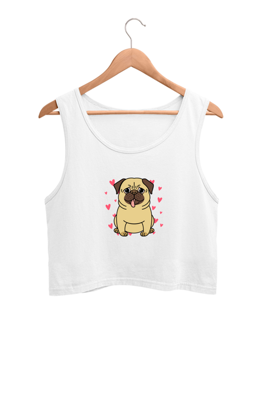 Women's Crop Tank Top - Heart Pug dog