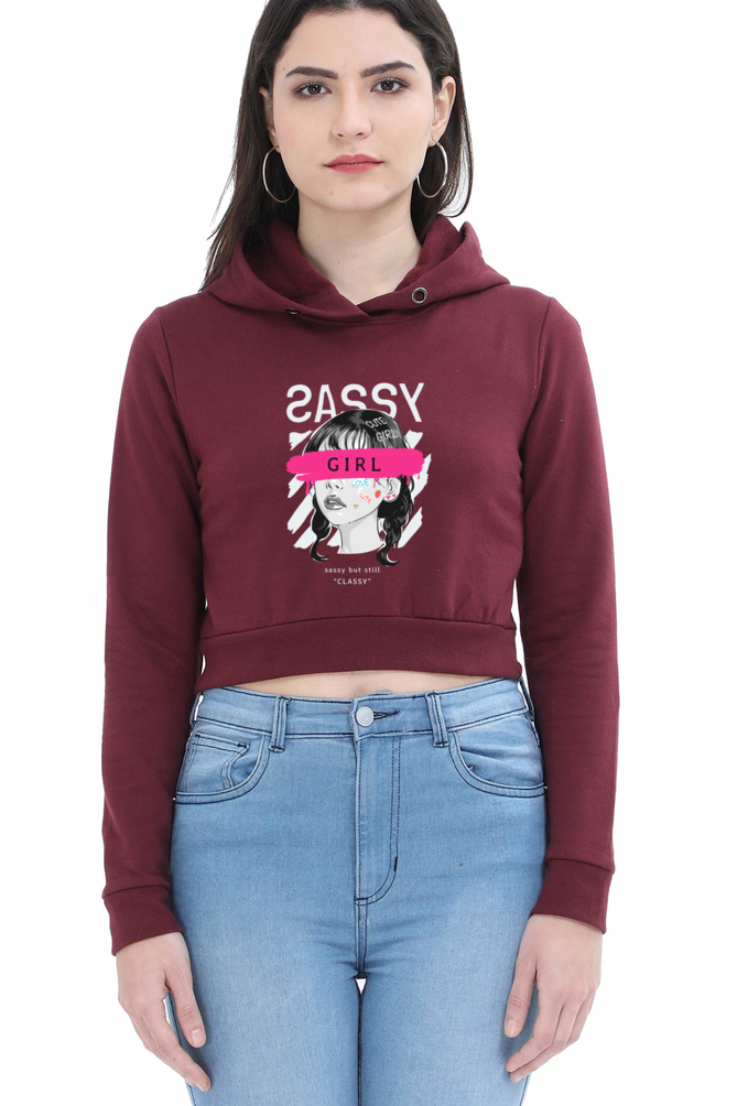 Women's Crop Hoodie - Sassy Girl