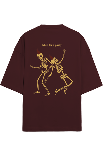 Premium Terry Oversized T-shirt – Skeleton I died for a party