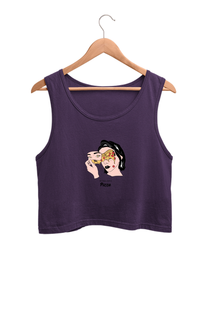 Women's Crop Tank Top - Woman pizza