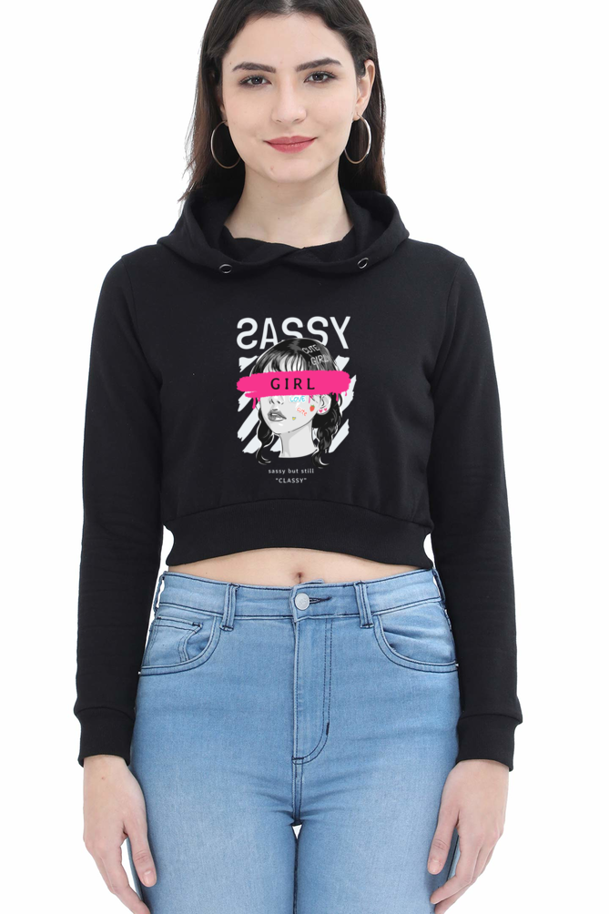 Women's Crop Hoodie - Sassy Girl