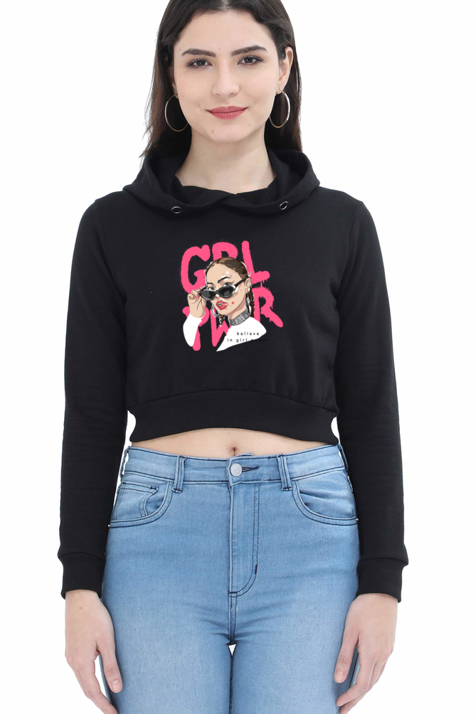 Women's Crop Hoodie - Girl Power