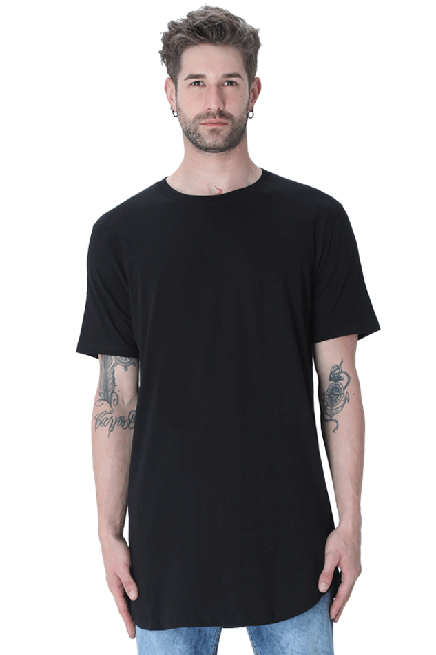 Men's Longline Curved T-shirt Plain