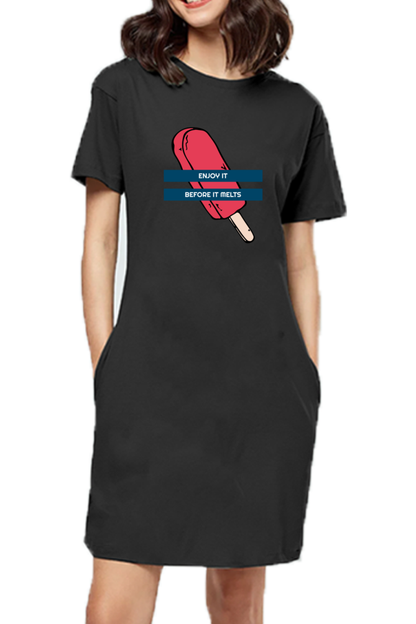 Women's T-shirt dress - Ice cream candy stick