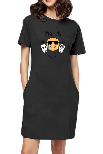 Women's T-shirt dress - Smiley Everything is OK