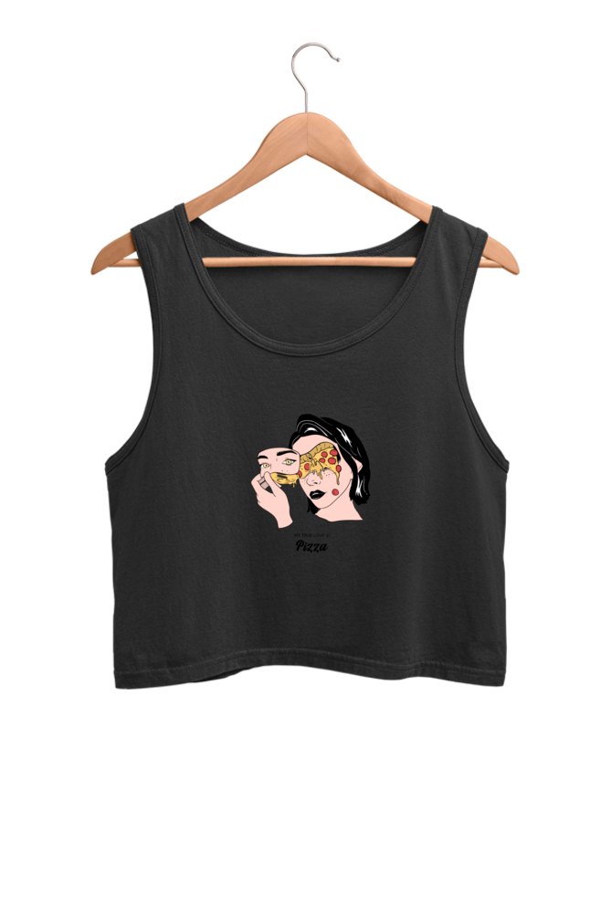 Women's Crop Tank Top - Woman pizza