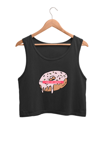 Women's Crop Tank Top - Love life donuts