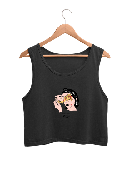 Women's Crop Tank Top - Woman pizza