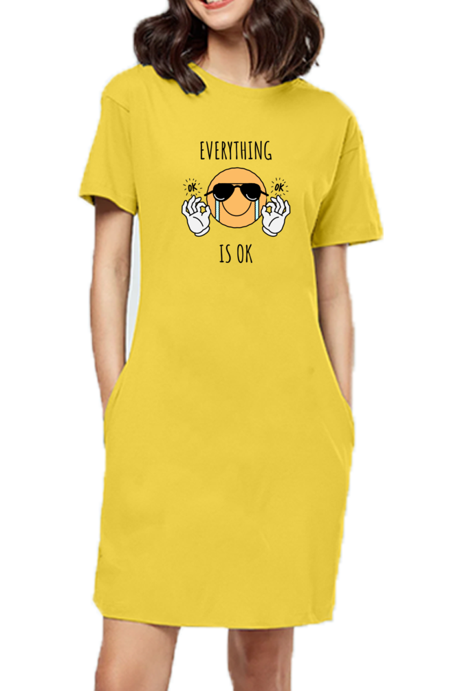 Women's T-shirt dress - Smiley Everything is OK