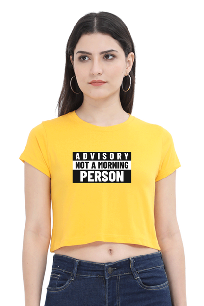 Women's Crop Top - Advisory not a morning person