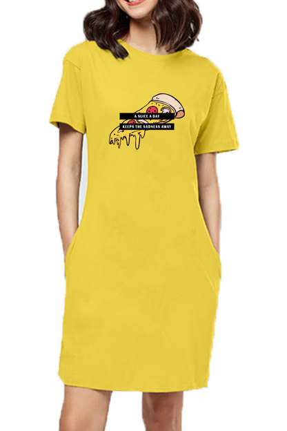 Women's T-shirt dress - Pizza slice