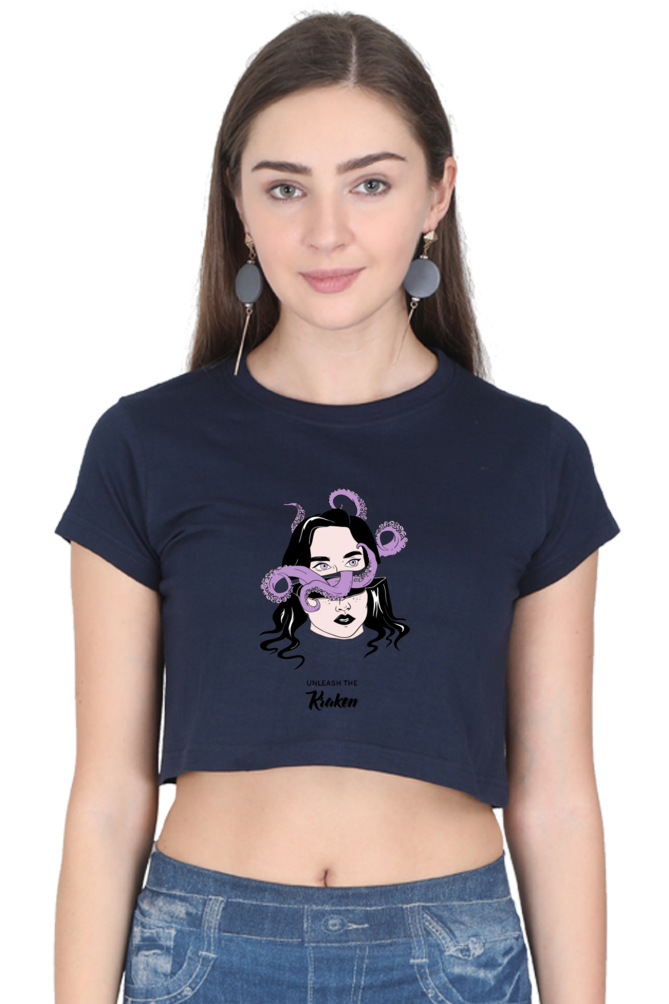 Women's Crop Top - Woman tentacles octopus