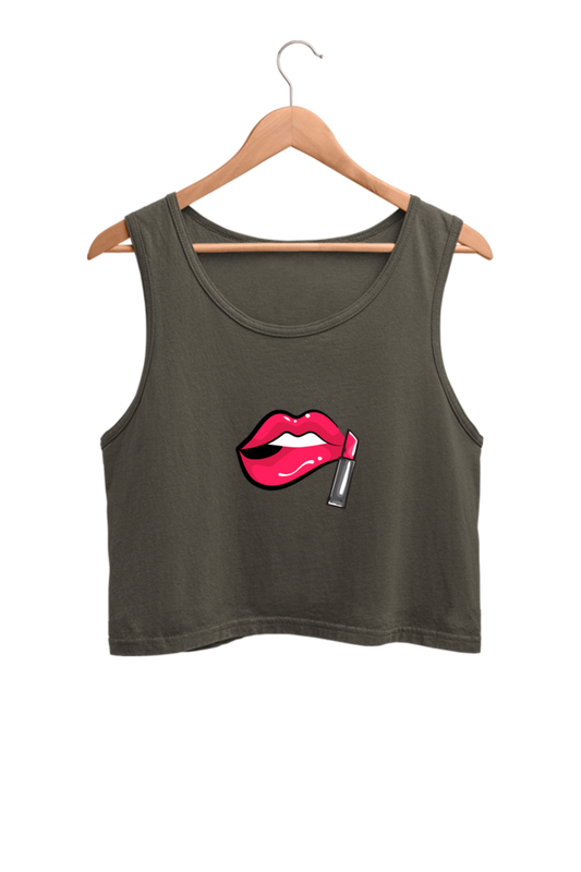 Women's Crop Tank Top - Lips