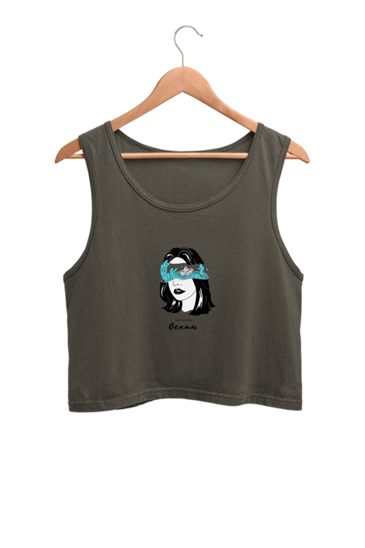 Women's Crop Tank Top - Woman ocean