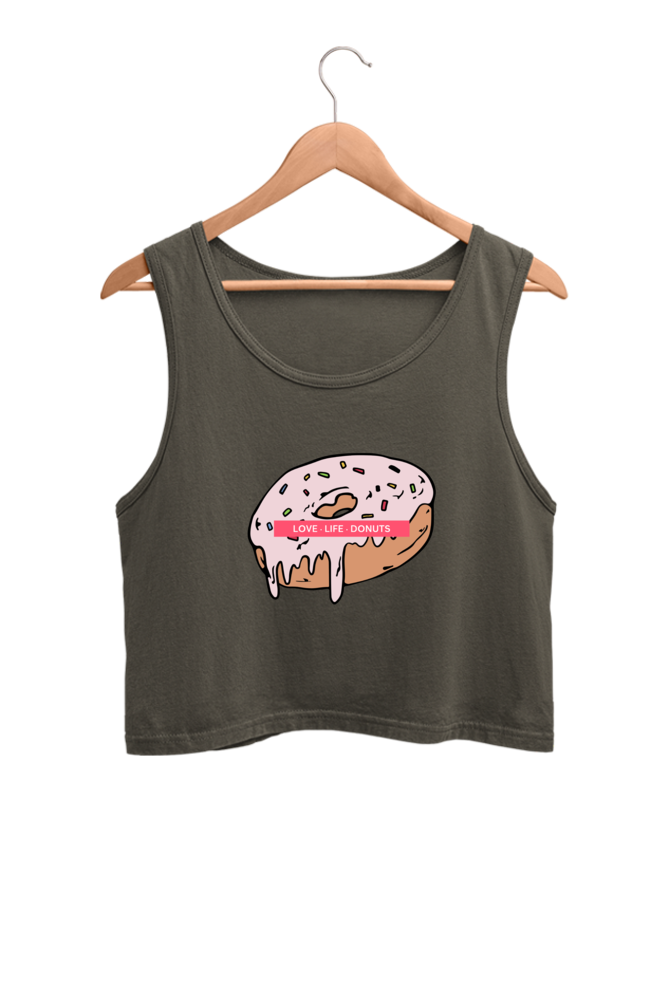 Women's Crop Tank Top - Love life donuts