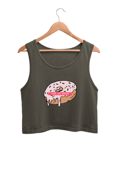 Women's Crop Tank Top - Love life donuts