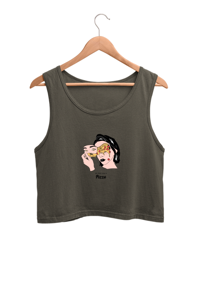 Women's Crop Tank Top - Woman pizza