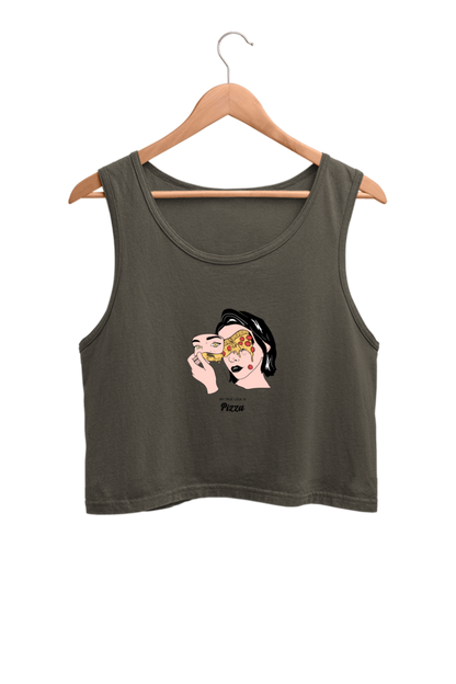 Women's Crop Tank Top - Woman pizza