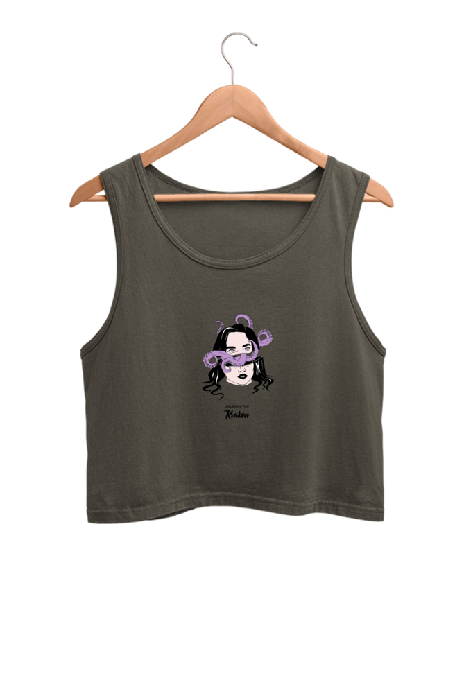 Women's Crop Tank Top - Woman octopus