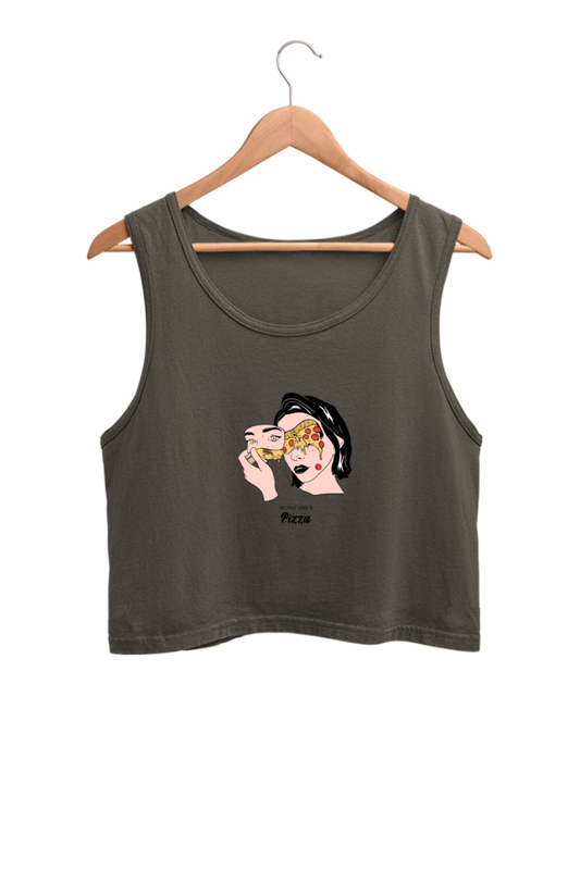 Women's Crop Tank Top - Woman pizza