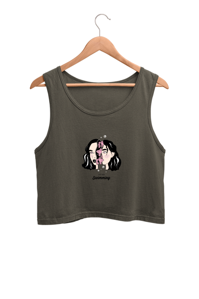 Women's Crop Tank Top - Woman fish