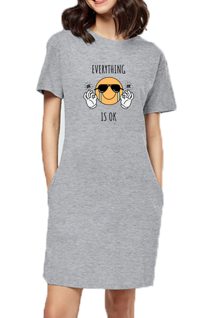 Women's T-shirt dress - Smiley Everything is OK