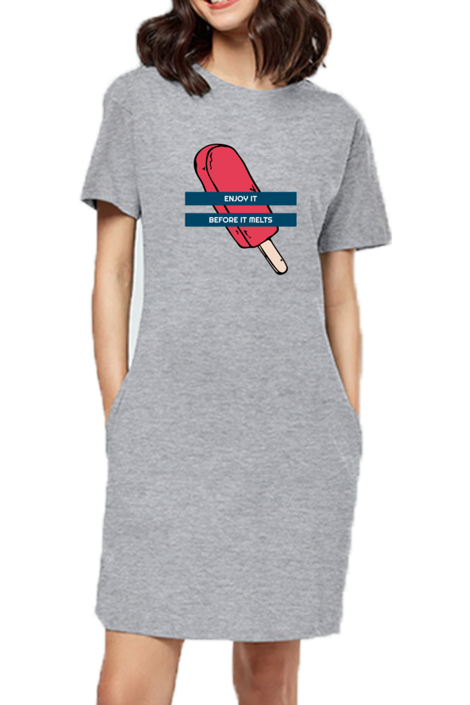 Women's T-shirt dress - Ice cream candy stick