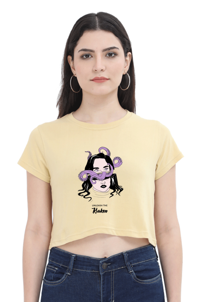 Women's Crop Top - Woman tentacles octopus