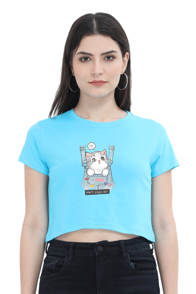 Women's Crop Top - Blue Bag Cat