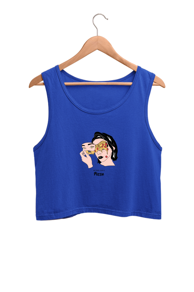 Women's Crop Tank Top - Woman pizza