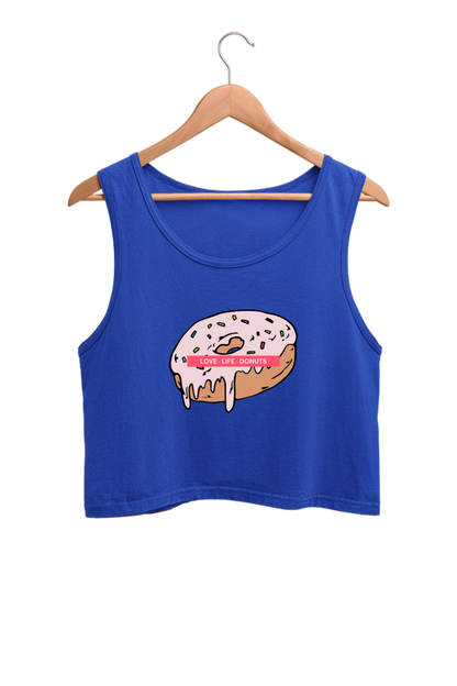 Women's Crop Tank Top - Love life donuts